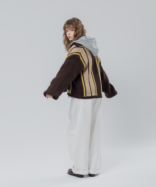 MUHET（ミュエータ）の「ストライプカーディガン（カーディガン/ボレロ・レディース・ダークブラウン/グリーン・SMALL/MEDIUM/X-LARGE）」の9枚目の写真