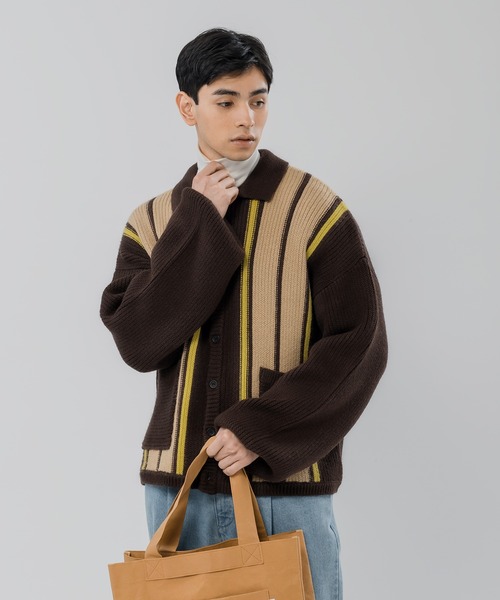 MUHET（ミュエータ）の「ストライプカーディガン（カーディガン/ボレロ・レディース・ダークブラウン/グリーン・SMALL/MEDIUM/X-LARGE）」の11枚目の写真