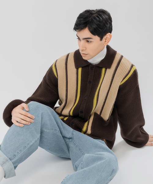 MUHET（ミュエータ）の「ストライプカーディガン（カーディガン/ボレロ・レディース・ダークブラウン/グリーン・SMALL/MEDIUM/X-LARGE）」の14枚目の写真