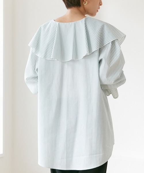 INCEDE（インシード）の「キャンディスリーブ フリルブラウス（シャツ/ブラウス・レディース・パープル/ネイビー/グリーン・LL/3L/4L/M/L）」の12枚目の写真