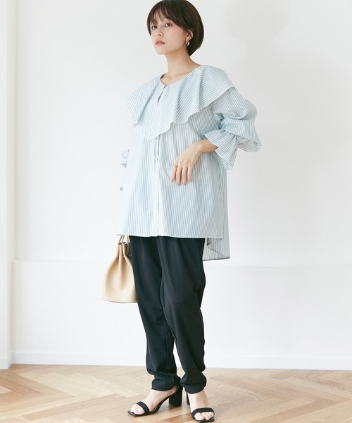 INCEDE（インシード）の「キャンディスリーブ フリルブラウス（シャツ/ブラウス・レディース・パープル/ネイビー/グリーン・LL/3L/4L/M/L）」の17枚目の写真