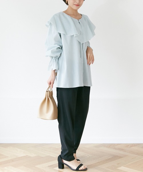 INCEDE（インシード）の「キャンディスリーブ フリルブラウス（シャツ/ブラウス・レディース・パープル/ネイビー/グリーン・LL/3L/4L/M/L）」の18枚目の写真