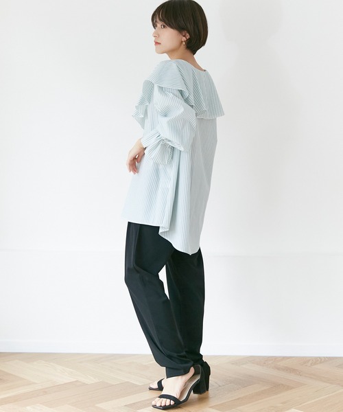 INCEDE（インシード）の「キャンディスリーブ フリルブラウス（シャツ/ブラウス・レディース・パープル/ネイビー/グリーン・LL/3L/4L/M/L）」の20枚目の写真