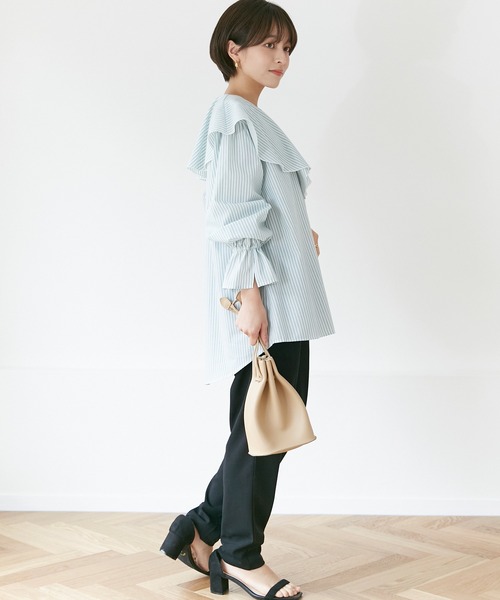 INCEDE（インシード）の「キャンディスリーブ フリルブラウス（シャツ/ブラウス・レディース・パープル/ネイビー/グリーン・LL/3L/4L/M/L）」の19枚目の写真