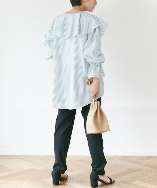 INCEDE（インシード）の「キャンディスリーブ フリルブラウス（シャツ/ブラウス・レディース・パープル/ネイビー/グリーン・LL/3L/4L/M/L）」の21枚目の写真