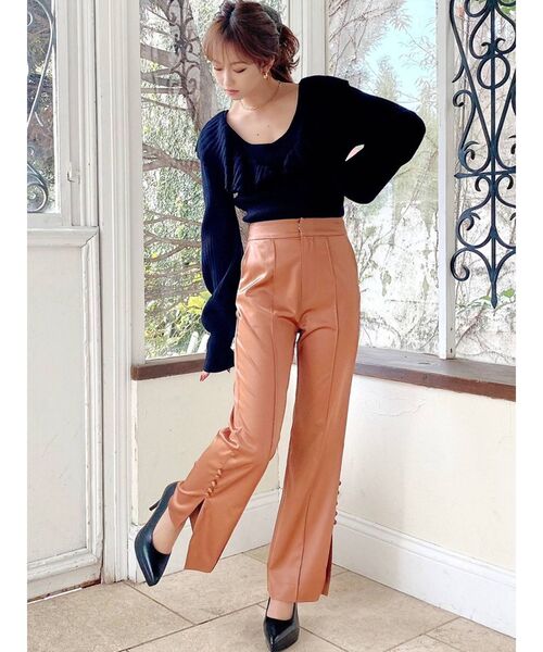 RESEXXY（リゼクシー）の「ラッフルデザインニットトップス（ニット/セーター・レディース・ブラック/ピンク/アイボリー・FREE）」の19枚目の写真