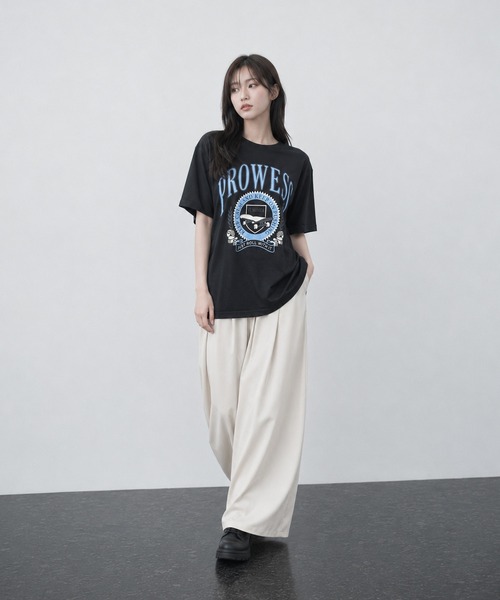 NO WAY(ノーウェイ)の「/Bl/天竺プリントTシャツ 半袖(Tシャツ/カットソー・レディース・ブルー/杢グレー/スミクロ・MEDIUM/LARGE/FREE)」の13枚目の写真