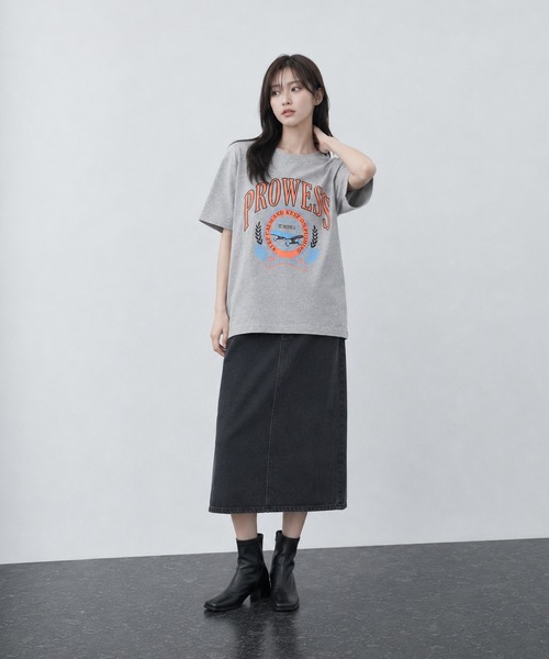 NO WAY(ノーウェイ)の「/Bl/天竺プリントTシャツ 半袖(Tシャツ/カットソー・レディース・ブルー/杢グレー/スミクロ・MEDIUM/LARGE/FREE)」の14枚目の写真