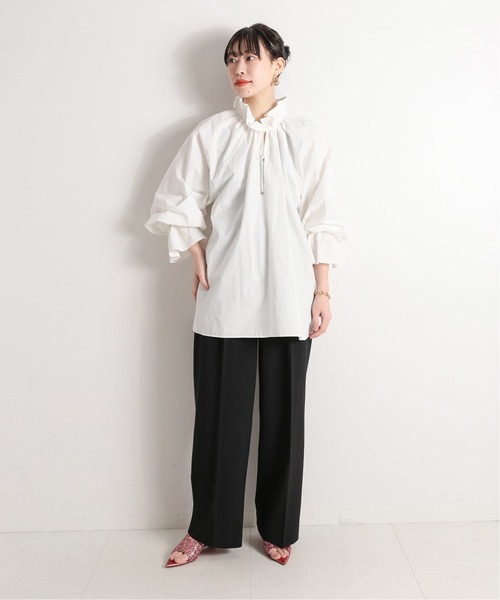 CITYSHOP（シティーショップ）の「COTTON SMOCK ブラウス（シャツ/ブラウス・レディース・ブラック/ホワイト・FREE）」の4枚目の写真