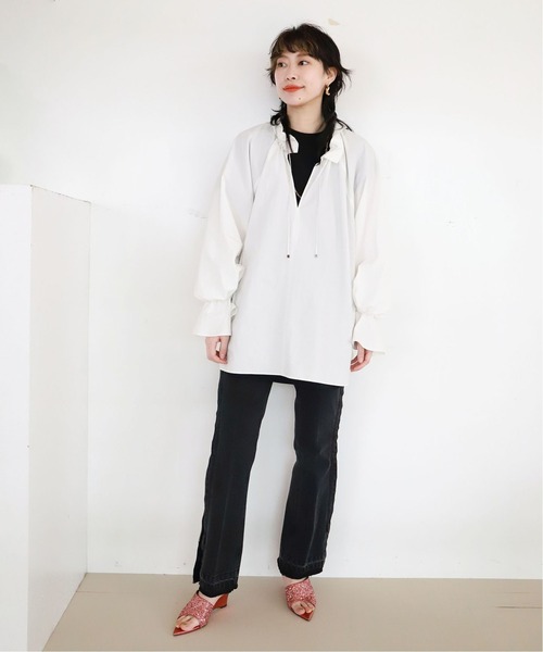 CITYSHOP（シティーショップ）の「COTTON SMOCK ブラウス（シャツ/ブラウス・レディース・ブラック/ホワイト・FREE）」の21枚目の写真
