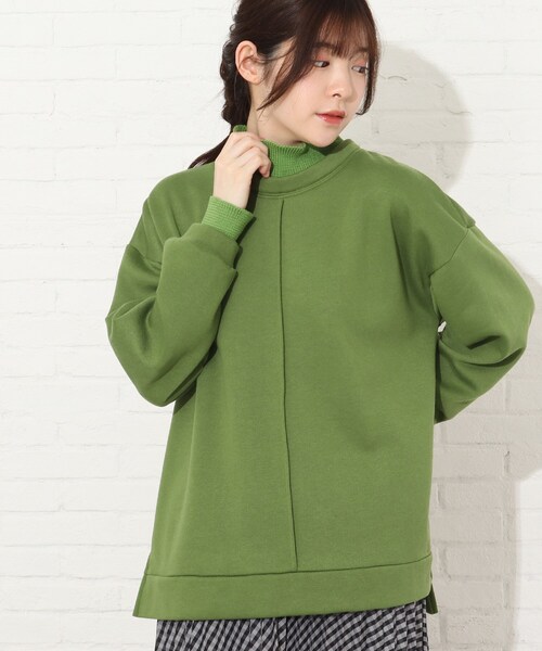 Cutie Blonde（キューティーブロンド）の「◆【S-L】春カラーニットリブレイヤード風プルオーバー（スウェット・レディース・マスタード/グレー系その他/ライトベージュ/黄緑系・01/02/03）」の4枚目の写真