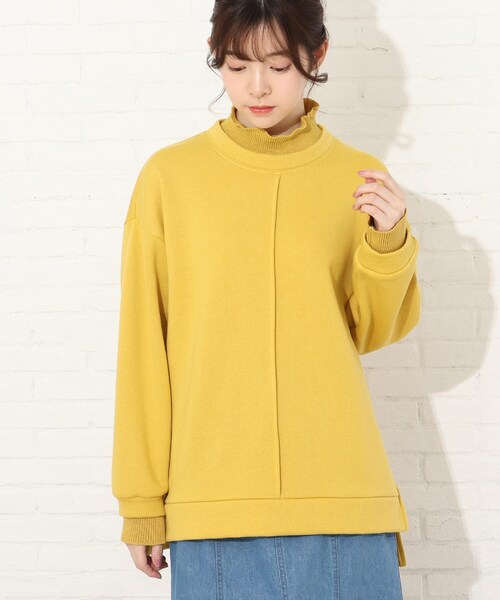 Cutie Blonde（キューティーブロンド）の「◆【S-L】春カラーニットリブレイヤード風プルオーバー（スウェット・レディース・マスタード/グレー系その他/ライトベージュ/黄緑系・01/02/03）」の8枚目の写真