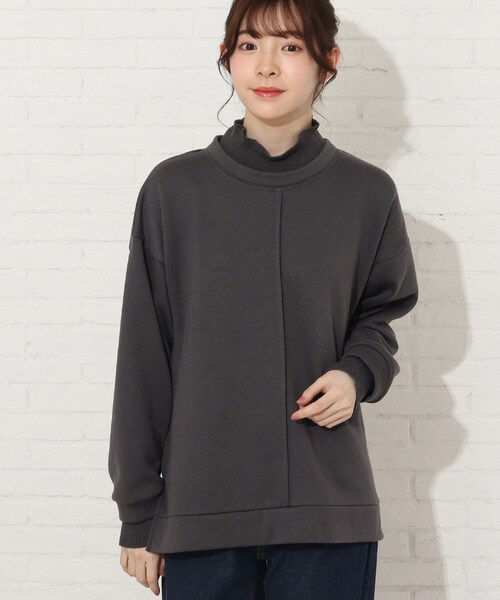 Cutie Blonde（キューティーブロンド）の「◆【S-L】春カラーニットリブレイヤード風プルオーバー（スウェット・レディース・マスタード/グレー系その他/ライトベージュ/黄緑系・01/02/03）」の15枚目の写真