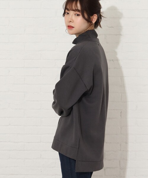 Cutie Blonde（キューティーブロンド）の「◆【S-L】春カラーニットリブレイヤード風プルオーバー（スウェット・レディース・マスタード/グレー系その他/ライトベージュ/黄緑系・01/02/03）」の9枚目の写真