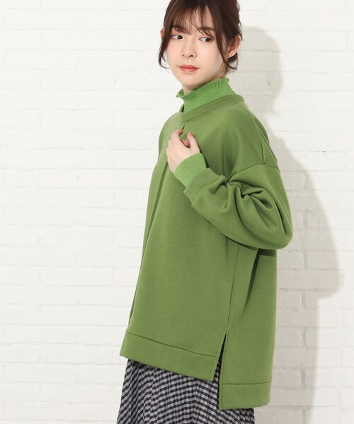 Cutie Blonde（キューティーブロンド）の「◆【S-L】春カラーニットリブレイヤード風プルオーバー（スウェット・レディース・マスタード/グレー系その他/ライトベージュ/黄緑系・01/02/03）」の19枚目の写真