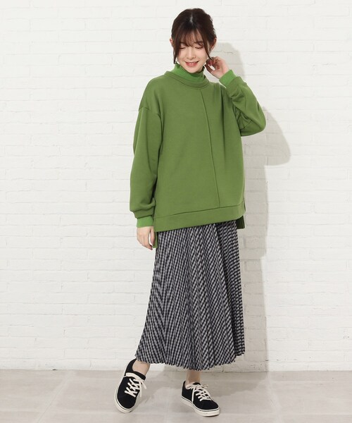 Cutie Blonde（キューティーブロンド）の「◆【S-L】春カラーニットリブレイヤード風プルオーバー（スウェット・レディース・マスタード/グレー系その他/ライトベージュ/黄緑系・01/02/03）」の16枚目の写真