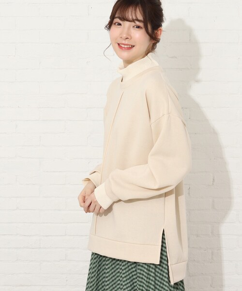 Cutie Blonde（キューティーブロンド）の「◆【S-L】春カラーニットリブレイヤード風プルオーバー（スウェット・レディース・マスタード/グレー系その他/ライトベージュ/黄緑系・01/02/03）」の14枚目の写真