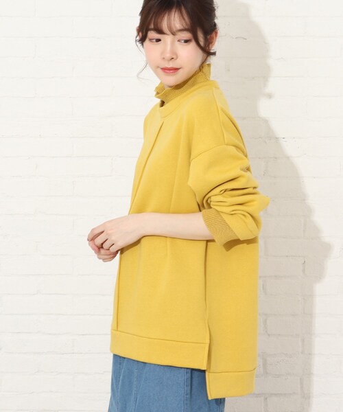 Cutie Blonde（キューティーブロンド）の「◆【S-L】春カラーニットリブレイヤード風プルオーバー（スウェット・レディース・マスタード/グレー系その他/ライトベージュ/黄緑系・01/02/03）」の17枚目の写真