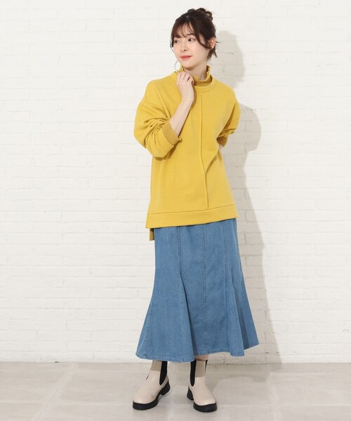 Cutie Blonde（キューティーブロンド）の「◆【S-L】春カラーニットリブレイヤード風プルオーバー（スウェット・レディース・マスタード/グレー系その他/ライトベージュ/黄緑系・01/02/03）」の11枚目の写真