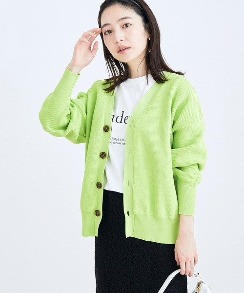 VIS（ビス）の「ドロップショルダーコクーンカーディガン（カーディガン/ボレロ・レディース・ベージュ/ライトグレー/ライトグリーン/ネイビー・FREE）」の5枚目の写真