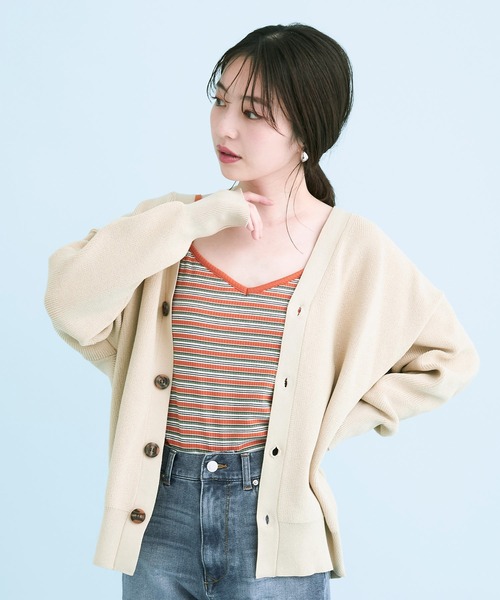 VIS（ビス）の「ドロップショルダーコクーンカーディガン（カーディガン/ボレロ・レディース・ベージュ/ライトグレー/ライトグリーン/ネイビー・FREE）」の14枚目の写真