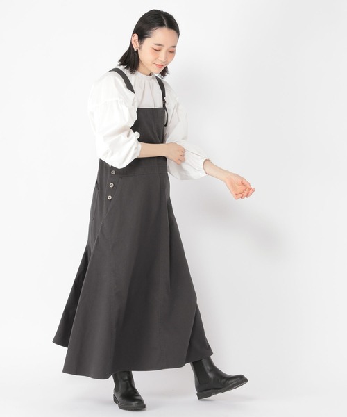 studio CLIP（スタディオクリップ）の「【イージーケア/接触冷感/速乾/マシーンウォッシャブル/Wフロント】ふんわりシャーリングブラウス（シャツ/ブラウス・レディース・ネイビー/グレー/オフホワイト・MEDIUM/LARGE）」の4枚目の写真