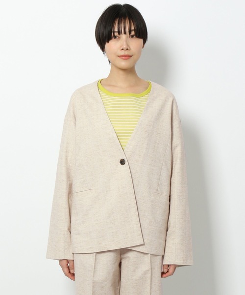 LAKOLE（ラコレ）の「リネンツイードノーカラージャケット[セットアップ可能] / 271565（ノーカラージャケット・レディース・ブラック/ベージュ/ナチュラル・SMALL/MEDIUM）」の10枚目の写真