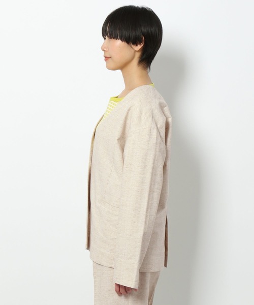 LAKOLE（ラコレ）の「リネンツイードノーカラージャケット[セットアップ可能] / 271565（ノーカラージャケット・レディース・ブラック/ベージュ/ナチュラル・SMALL/MEDIUM）」の11枚目の写真