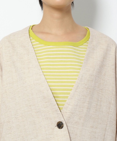 LAKOLE（ラコレ）の「リネンツイードノーカラージャケット[セットアップ可能] / 271565（ノーカラージャケット・レディース・ブラック/ベージュ/ナチュラル・SMALL/MEDIUM）」の13枚目の写真