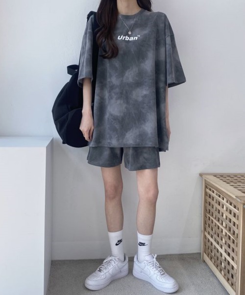 NEW GENTLEMAN（ニュージェントルマン）の「【2点SET】タイダイ セットアップ　Tシャツ＆ショートパンツセット（Tシャツ/カットソー・メンズ・グレー/グリーン/パープル/ブルー/ベージュ・M/L/XL）」の10枚目の写真