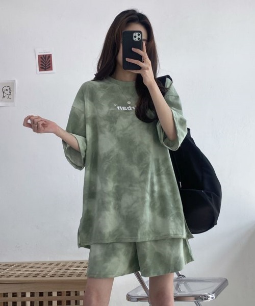 NEW GENTLEMAN（ニュージェントルマン）の「【2点SET】タイダイ セットアップ　Tシャツ＆ショートパンツセット（Tシャツ/カットソー・メンズ・グレー/グリーン/パープル/ブルー/ベージュ・M/L/XL）」の11枚目の写真