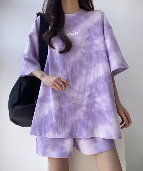 NEW GENTLEMAN（ニュージェントルマン）の「【2点SET】タイダイ セットアップ　Tシャツ＆ショートパンツセット（Tシャツ/カットソー・メンズ・グレー/グリーン/パープル/ブルー/ベージュ・M/L/XL）」の15枚目の写真