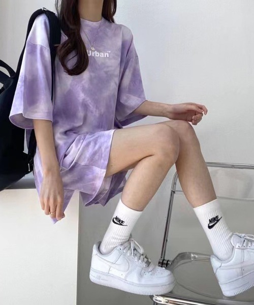 NEW GENTLEMAN（ニュージェントルマン）の「【2点SET】タイダイ セットアップ　Tシャツ＆ショートパンツセット（Tシャツ/カットソー・メンズ・グレー/グリーン/パープル/ブルー/ベージュ・M/L/XL）」の14枚目の写真