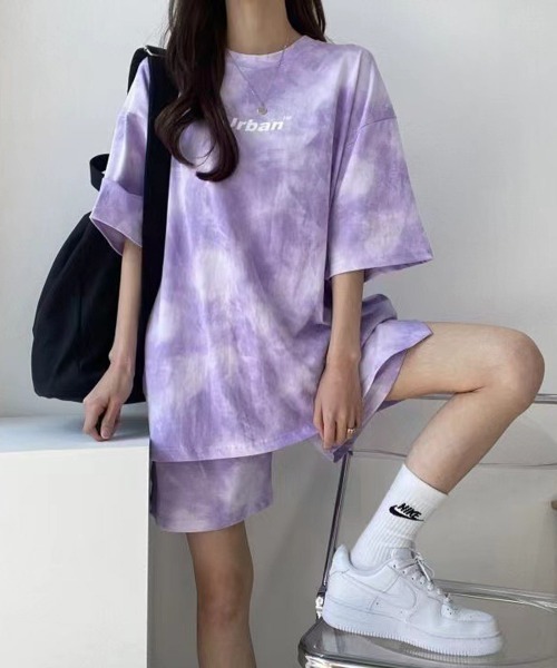 NEW GENTLEMAN（ニュージェントルマン）の「【2点SET】タイダイ セットアップ　Tシャツ＆ショートパンツセット（Tシャツ/カットソー・メンズ・グレー/グリーン/パープル/ブルー/ベージュ・M/L/XL）」の13枚目の写真