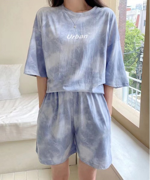 NEW GENTLEMAN（ニュージェントルマン）の「【2点SET】タイダイ セットアップ　Tシャツ＆ショートパンツセット（Tシャツ/カットソー・メンズ・グレー/グリーン/パープル/ブルー/ベージュ・M/L/XL）」の19枚目の写真