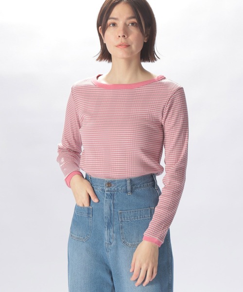 niko and...（ニコアンド）の「マルチボーダーリブプルオーバー（Tシャツ/カットソー・レディース・ピンク/ブルー/グリーン/チャコール・MEDIUM/LARGE）」の4枚目の写真