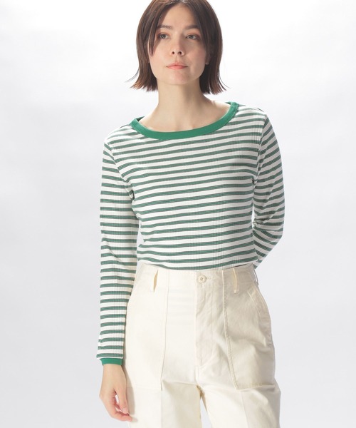 niko and...（ニコアンド）の「マルチボーダーリブプルオーバー（Tシャツ/カットソー・レディース・ピンク/ブルー/グリーン/チャコール・MEDIUM/LARGE）」の3枚目の写真