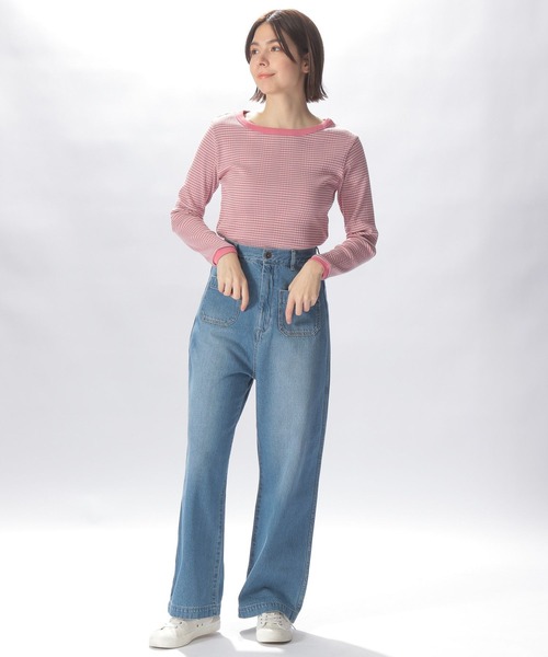 niko and...（ニコアンド）の「マルチボーダーリブプルオーバー（Tシャツ/カットソー・レディース・ピンク/ブルー/グリーン/チャコール・MEDIUM/LARGE）」の8枚目の写真