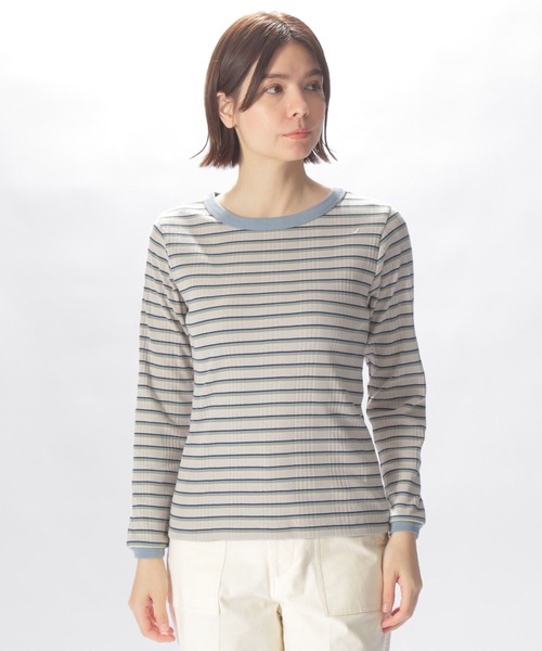 niko and...（ニコアンド）の「マルチボーダーリブプルオーバー（Tシャツ/カットソー・レディース・ピンク/ブルー/グリーン/チャコール・MEDIUM/LARGE）」の9枚目の写真