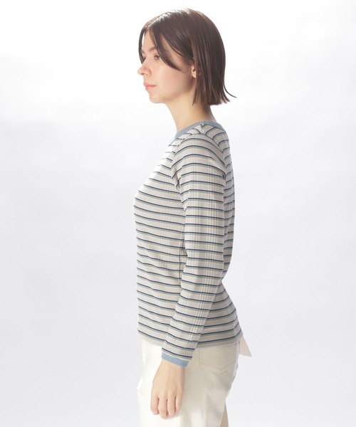 niko and...（ニコアンド）の「マルチボーダーリブプルオーバー（Tシャツ/カットソー・レディース・ピンク/ブルー/グリーン/チャコール・MEDIUM/LARGE）」の10枚目の写真