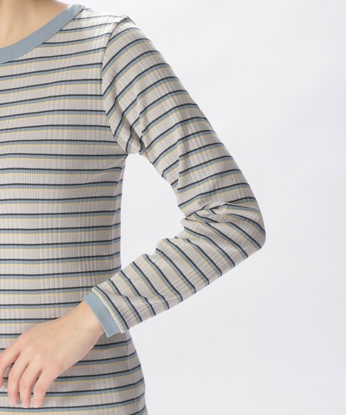 niko and...（ニコアンド）の「マルチボーダーリブプルオーバー（Tシャツ/カットソー・レディース・ピンク/ブルー/グリーン/チャコール・MEDIUM/LARGE）」の13枚目の写真