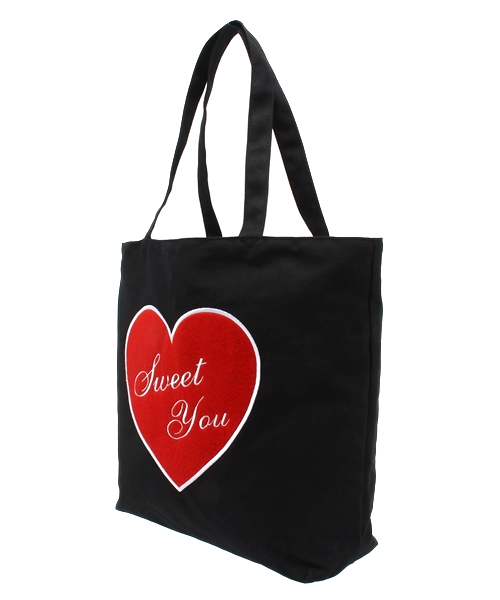 WEGO（ウィゴー）の「WEGO/ハートワッペンキャンバストートバッグ（トートバッグ・レディース・ホワイト/ブラック/パープル・FREE）」の5枚目の写真