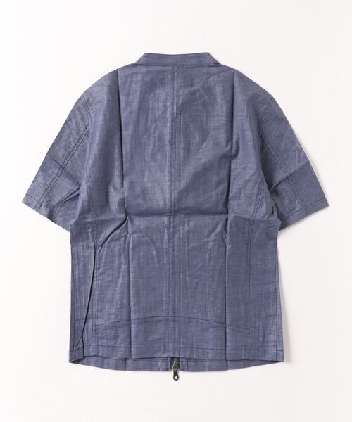 HIGH STREET(ハイストリート)の「HIGH STREET∴スタンドカラー半袖シャツアウター(シャツ/ブラウス・メンズ・ブルー/グレー/ブルー系2・S/M)」の21枚目の写真