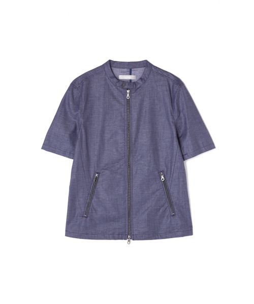 HIGH STREET(ハイストリート)の「HIGH STREET∴スタンドカラー半袖シャツアウター(シャツ/ブラウス・メンズ・ブルー/グレー/ブルー系2・S/M)」の17枚目の写真