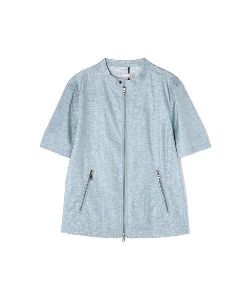 HIGH STREET(ハイストリート)の「HIGH STREET∴スタンドカラー半袖シャツアウター(シャツ/ブラウス・メンズ・ブルー/グレー/ブルー系2・S/M)」の19枚目の写真