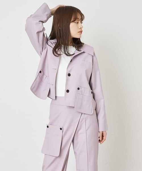 A de a.v.v（アードアー・ヴェ・ヴェ）の「［SET UP対応］ステンカラージャケット（カバーオール・レディース・ブラック/ベージュ/ライトパープル・38/36）」の3枚目の写真