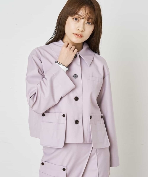 A de a.v.v（アードアー・ヴェ・ヴェ）の「［SET UP対応］ステンカラージャケット（カバーオール・レディース・ブラック/ベージュ/ライトパープル・38/36）」の10枚目の写真