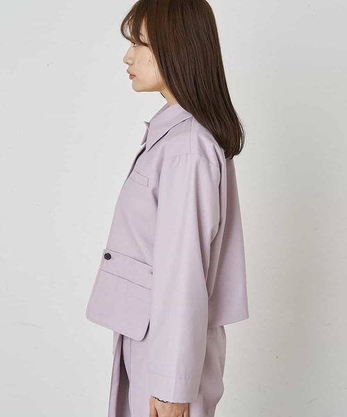 A de a.v.v（アードアー・ヴェ・ヴェ）の「［SET UP対応］ステンカラージャケット（カバーオール・レディース・ブラック/ベージュ/ライトパープル・38/36）」の14枚目の写真