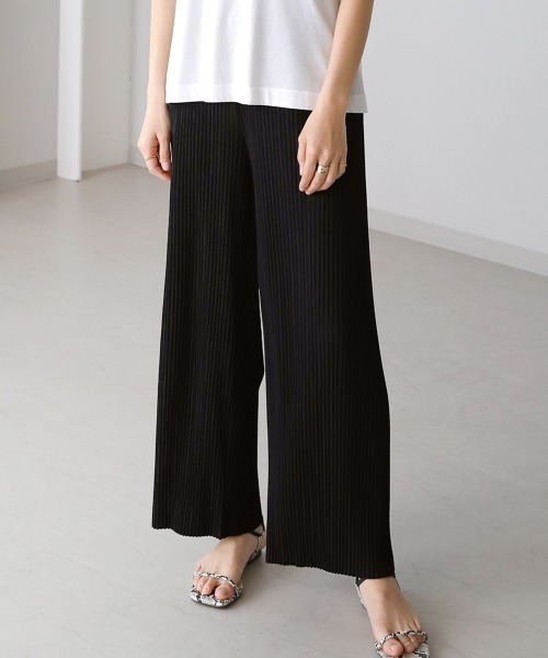 Bou Jeloud（ブージュルード）の「【WEB限定】セルフカットライトプリーツパンツ（その他パンツ・レディース・ブラック/ベージュ/ブラウン/グレー・FREE）」の2枚目の写真