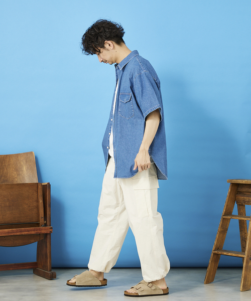 JOURNAL STANDARD relume（ジャーナルスタンダード　レリューム）の「8OZ オーバーサイズ DENIM SHIRTS（シャツ/ブラウス・メンズ・ネイビー/ホワイト・LARGE/MEDIUM）」の7枚目の写真